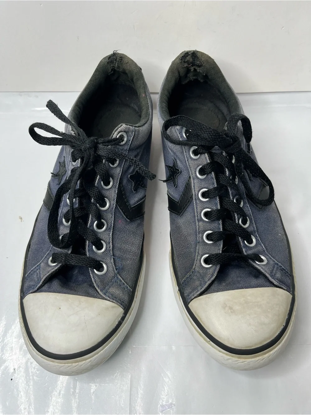 Vintage Converse One Star Low Top Blue Canvas Shoes Distressed Fade Men Size 6 - Picture 1 of 13